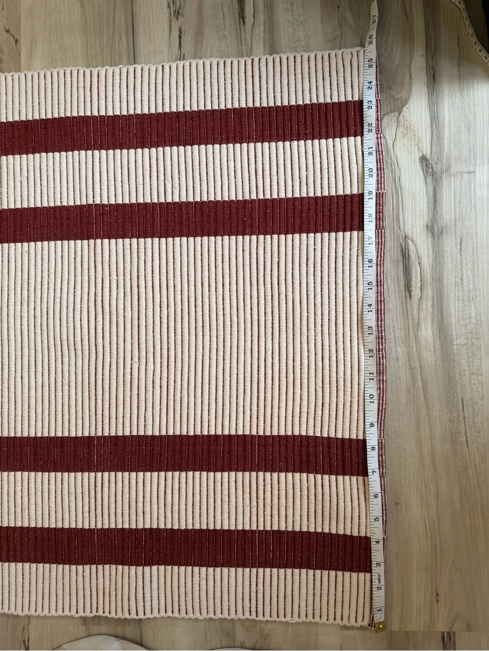 Striped Cream and Burnt Orange Ribbed Accent Rug 49”x25”